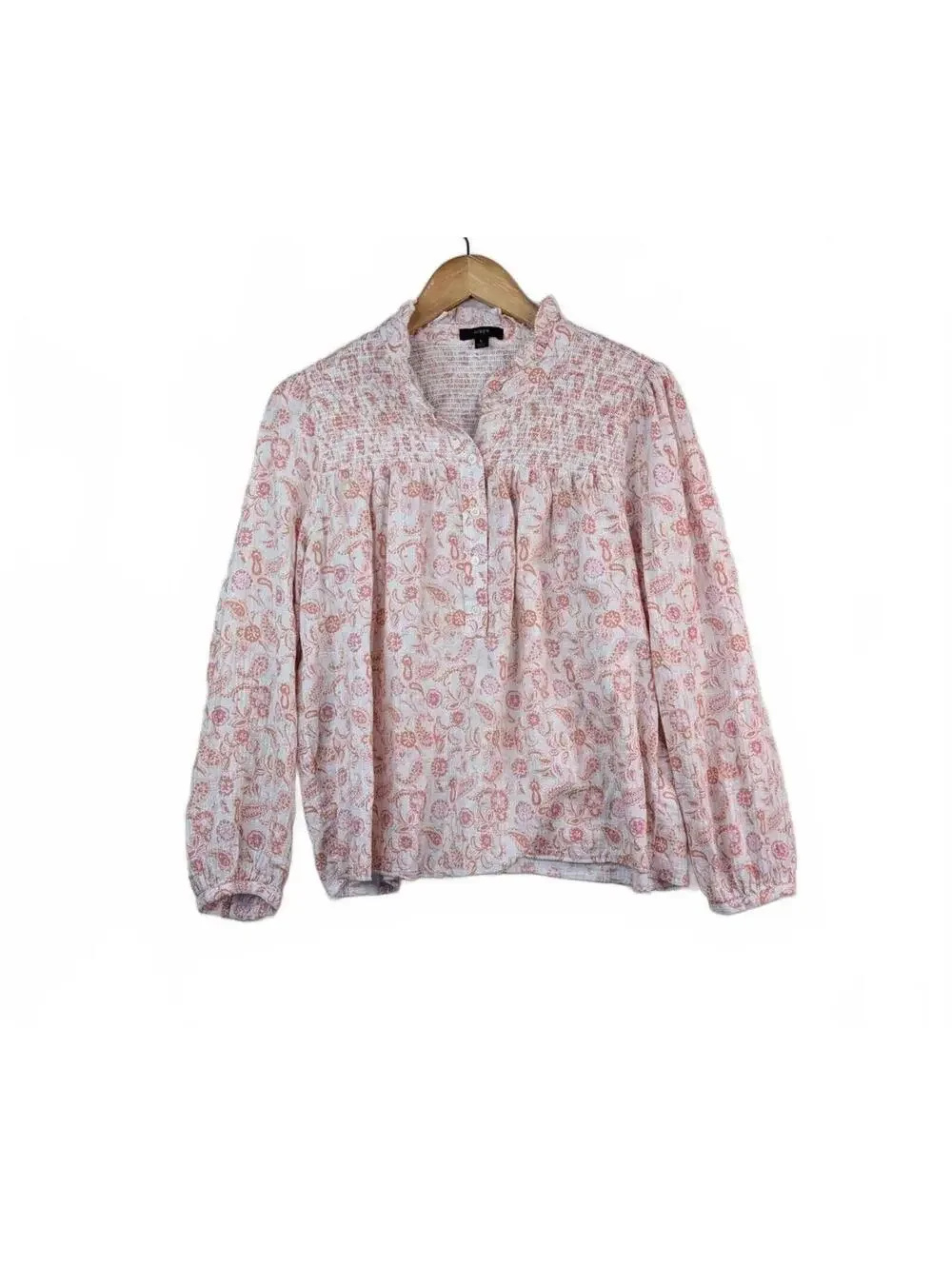 J.Crew‎ Women's Long Sleeve Soft Gauze Garden in Whimsy Paisley 100% Cotton- L